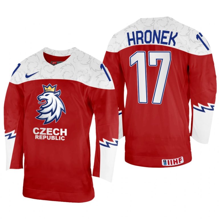 Men Filip Hronek Czechia Hockey Red Away Jersey 2022 IIHF World Championship