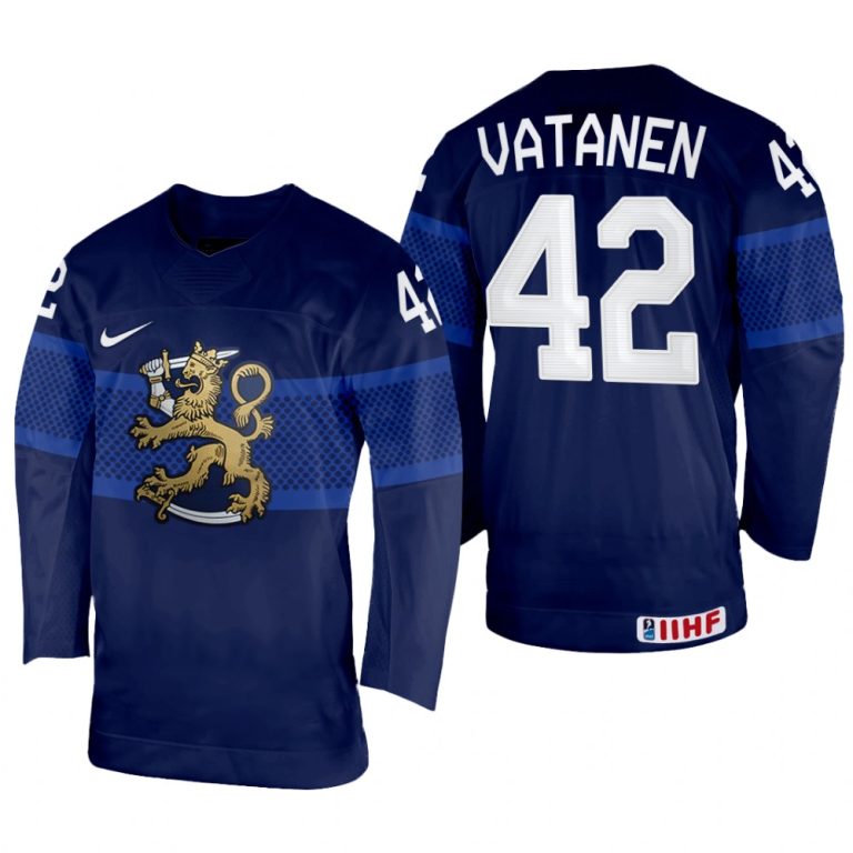 Men Finland Hockey Sami Vatanen 2022 IIHF World Championship Navy #42 Jersey Away