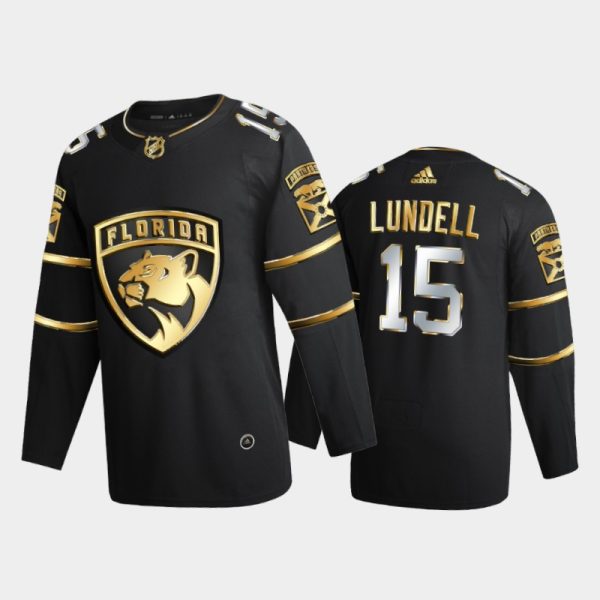 Men Florida Panthers Anton Lundell #15 2020-21 Golden Edition Black Limited Jersey