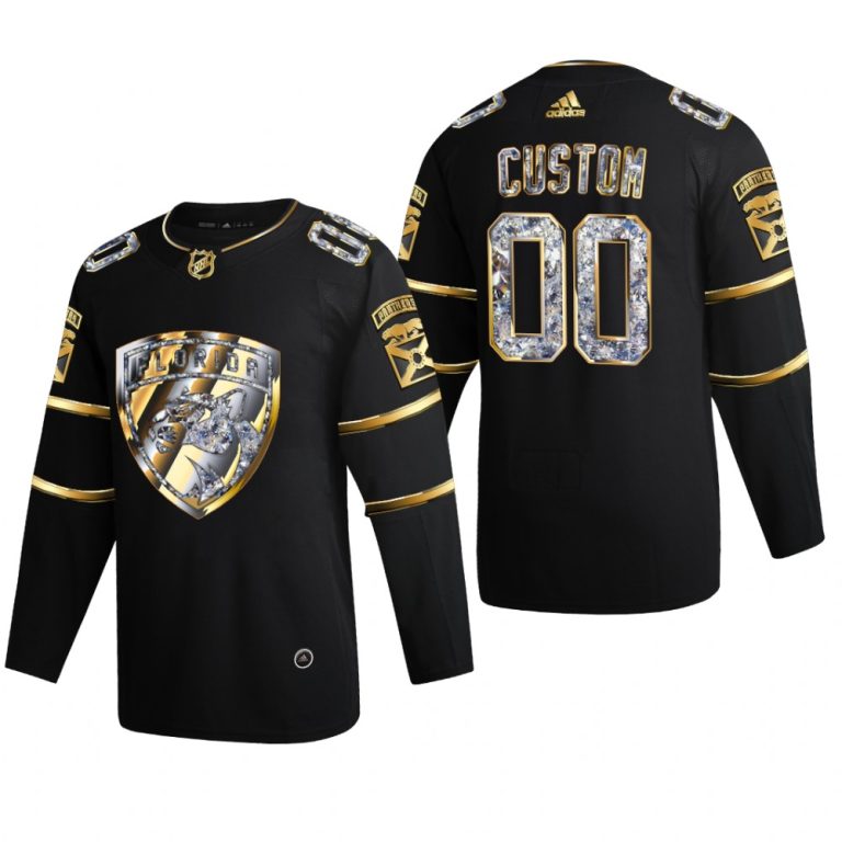 Men Florida Panthers Custom #00 Diamond Edition 2022 Stanley Cup Playoffs Black Jersey