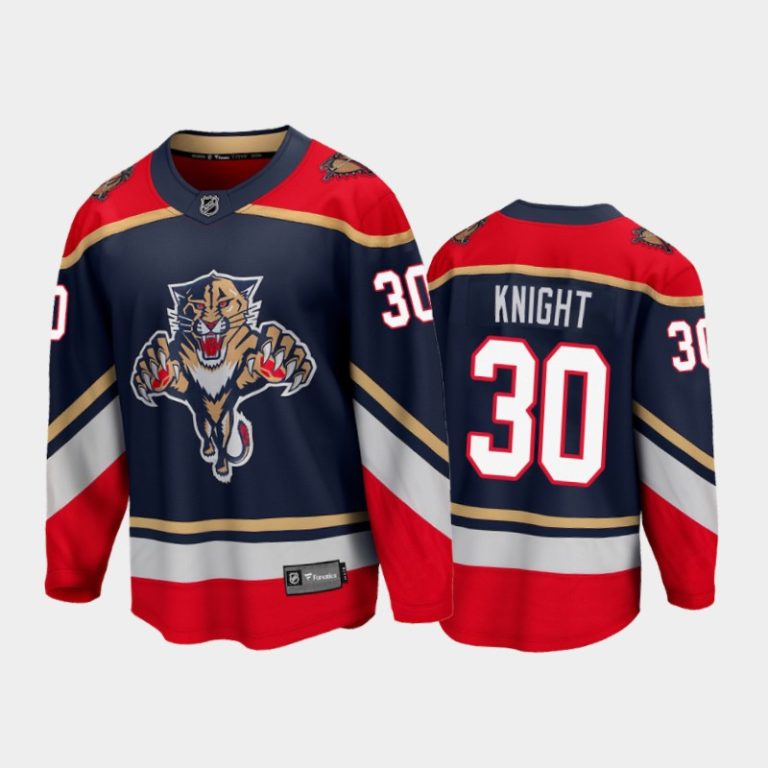 Men Florida Panthers Spencer Knight #30 Reverse Retro Blue 2021 Jersey