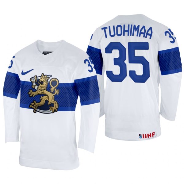 Men Frans Tuohimaa Finland Hockey White Home Jersey 2022 IIHF World Championship