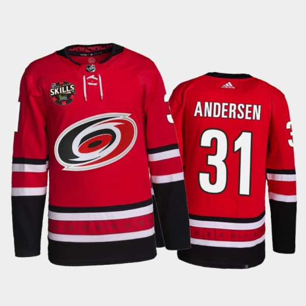 Men Frederik Andersen Carolina Hurricanes 2022 NHL All-Star Skills Jersey Red #31 Competition Patch Uniform