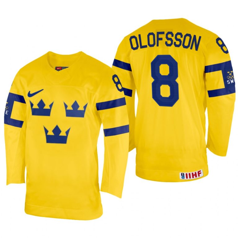 Men Fredrik Olofsson Sweden Hockey Yellow Home Jersey 2022 IIHF World Championship