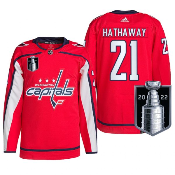 Men Garnet Hathaway Washington Capitals 2022 Stanley Cup Playoffs Jersey Red #21 Pro Uniform