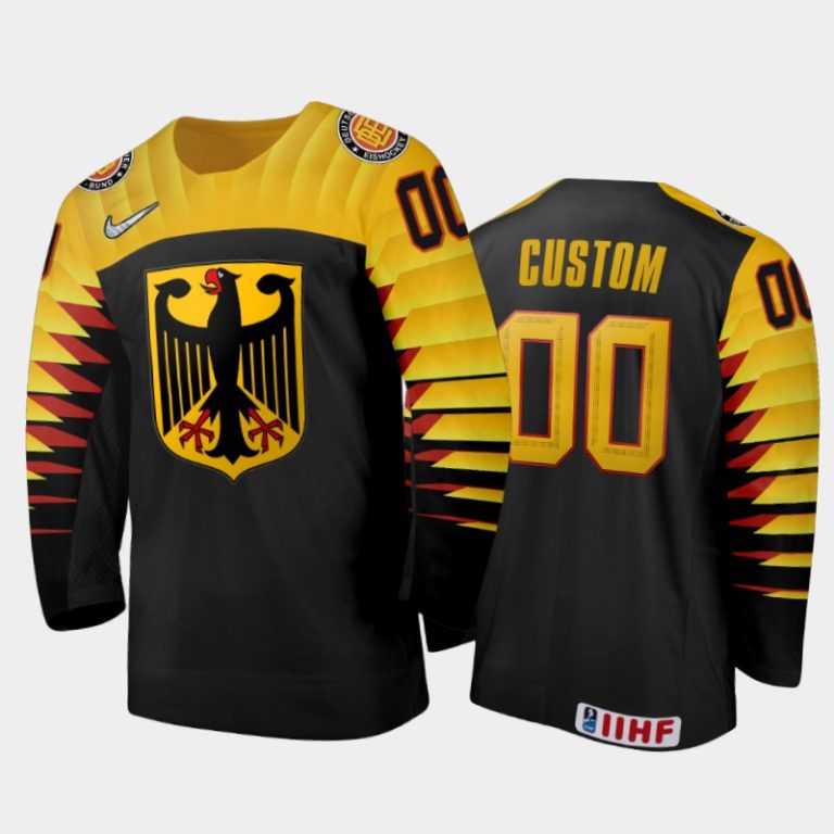 Men Germany Hockey Custom 2022 IIHF World Junior Championship Black #00 Jersey Away