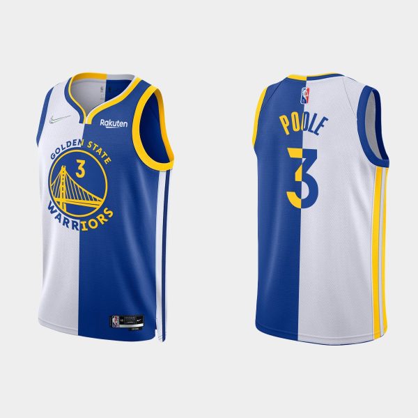 Men Golden State Warriors NBA 75th #3 Jordan Poole Split Edition Red White Jersey