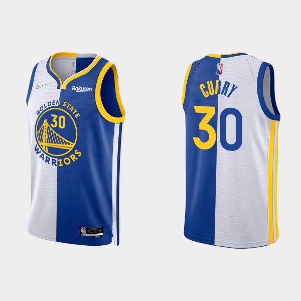 Men Golden State Warriors NBA 75th #30 Stephen Curry Split Edition Red White Jersey