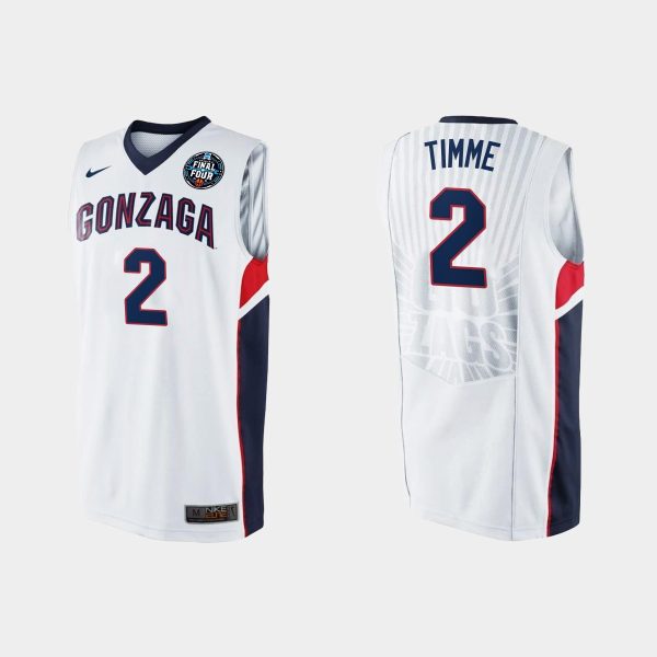 Men Gonzaga Bulldogs NCAA Basketball 2 #Drew Timme White March Madness Final Four Jersey