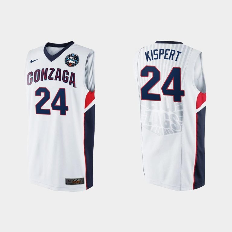 Men Gonzaga Bulldogs NCAA Basketball 24 #Corey Kispert White March Madness Final Four Jersey