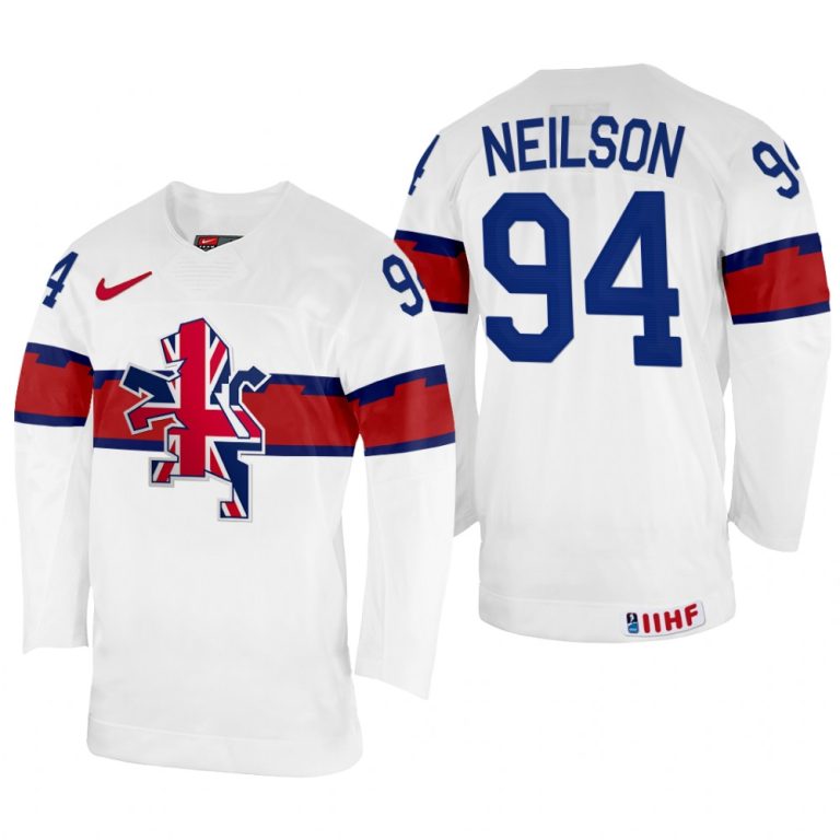 Men Great Britain Hockey Cade Neilson 2022 IIHF World Championship White #94 Jersey Home