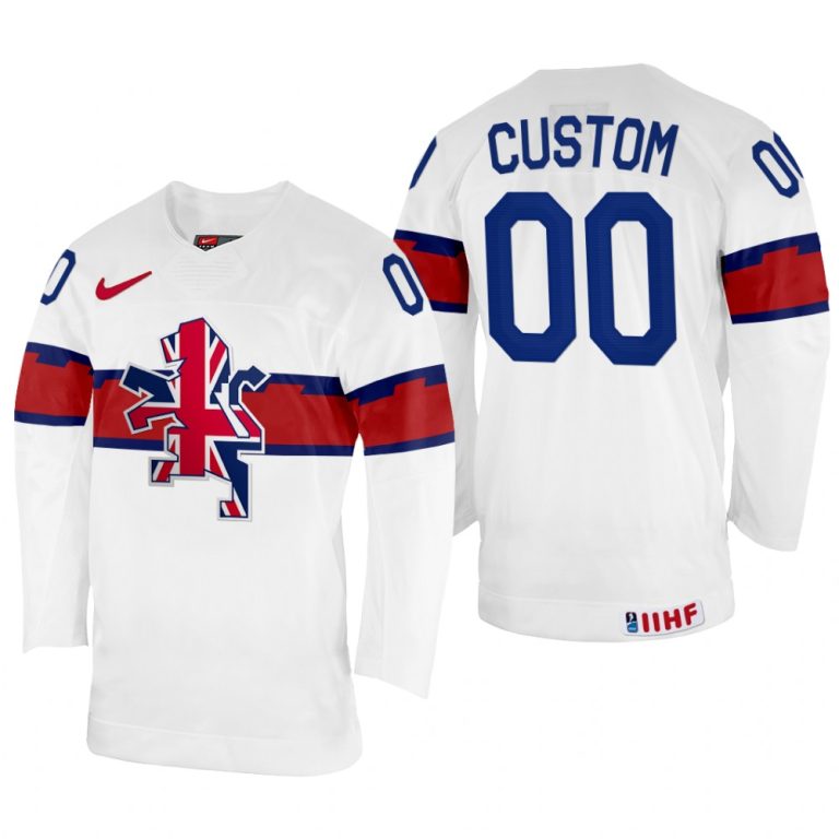 Men Great Britain Hockey Custom 2022 IIHF World Championship White #00 Jersey Home