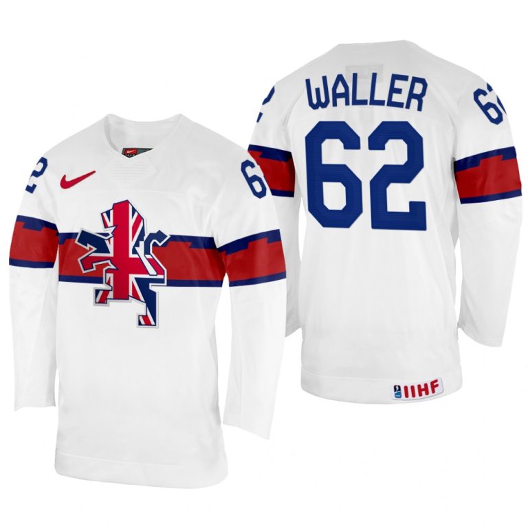 Men Great Britain Hockey Joshua Waller 2022 IIHF World Championship White #62 Jersey Home