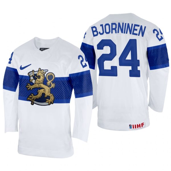 Men Hannes Bjorninen Finland Hockey White Home Jersey 2022 IIHF World Championship