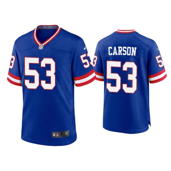 Men Harry Carson New York Giants Royal Classic Game Jersey