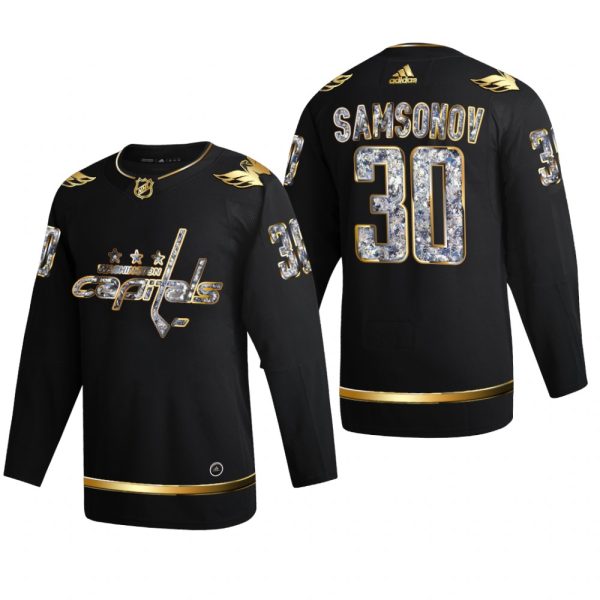 Men Ilya Samsonov #30 Washington Capitals 2022 Stanley Cup Playoffs Black Diamond Edition Jersey