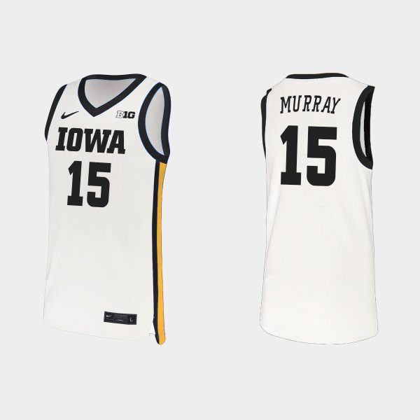 NCAA Basketball Jersey Keegan Murray Iowa Hawkeyes College White #15