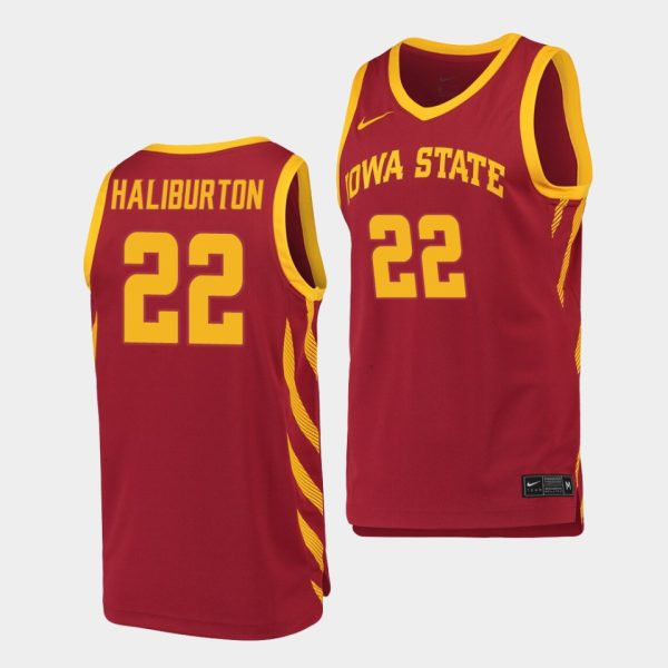 Men Iowa State Cyclones Iowa State Cyclones Tyrese Haliburton #22 Crimson Replica College Basketball Jersey