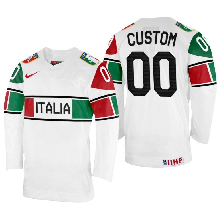 Men Italy Hockey Custom 2022 IIHF World Championship White #00 Jersey Home