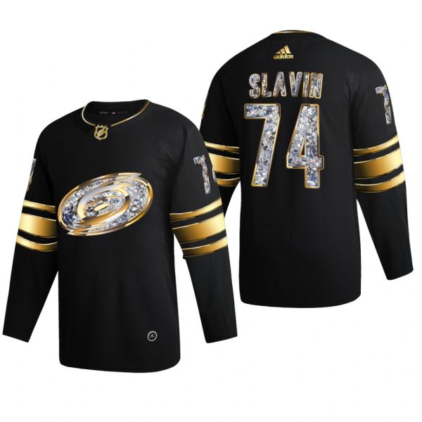 Men Jaccob Slavin #74 Carolina Hurricanes 2022 Stanley Cup Playoffs Black Diamond Edition Jersey