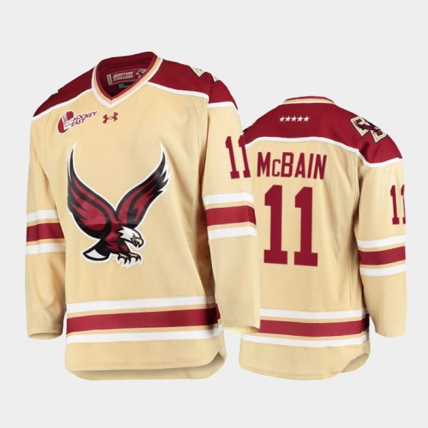 Men Jack McBain #11 Boston College Eagles College Hockey Beige Jersey