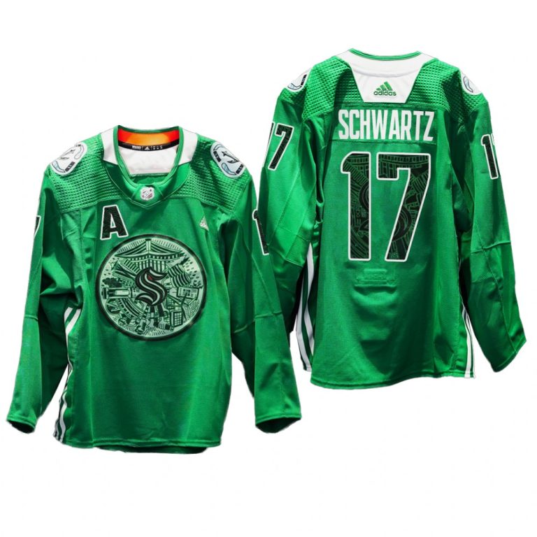 Men Jaden Schwartz Seattle Kraken Green Night Jersey Green #17 Eco-conscious