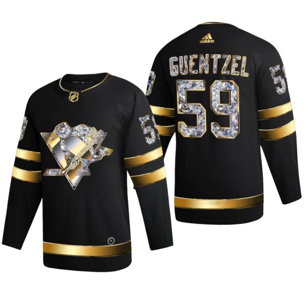 Men Jake Guentzel #59 Pittsburgh Penguins 2022 Stanley Cup Playoffs Black Diamond Edition Jersey
