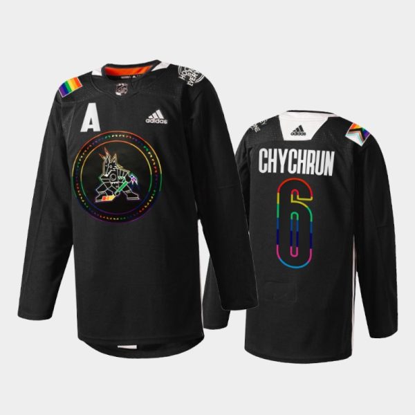 Men Jakob Chychrun Arizona Coyotes Pride Night 2022 Jersey Black #6 HockeyIsForEveryone