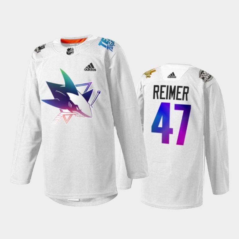 Men James Reimer San Jose Sharks Pride Night 2022 Jersey White #47 HockeyIsForEveryone