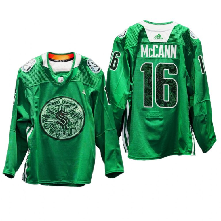 Men Jared McCann Seattle Kraken Green Night Jersey Green #16 Eco-conscious