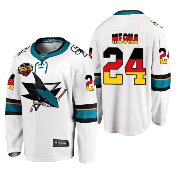 Men Jaycob Megna #24 San Jose Sharks 2022 NHL Global Series White Germany Challenge Jersey