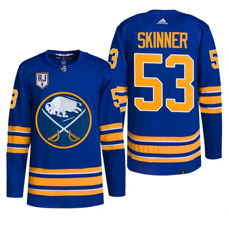 Men Jeff Skinner Buffalo Sabres Honor Rick Jeanneret patch Jersey 2022 Royal #53 Pro Uniform