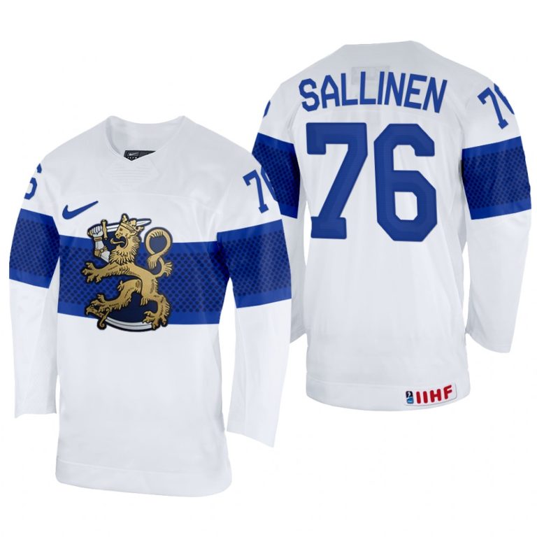 Men Jere Sallinen Finland Hockey White Home Jersey 2022 IIHF World Championship