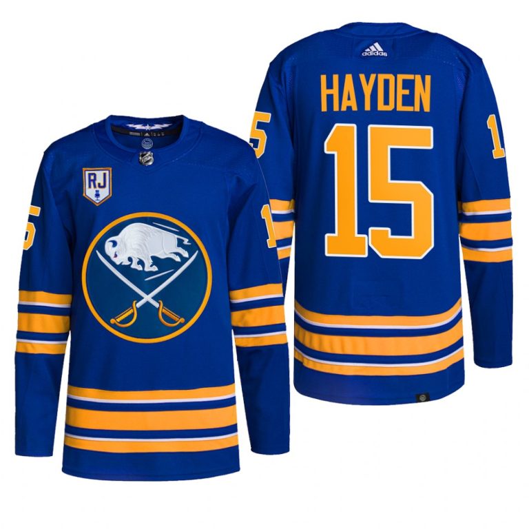 Men John Hayden Buffalo Sabres Honor Rick Jeanneret patch Jersey 2022 Royal #15 Pro Uniform