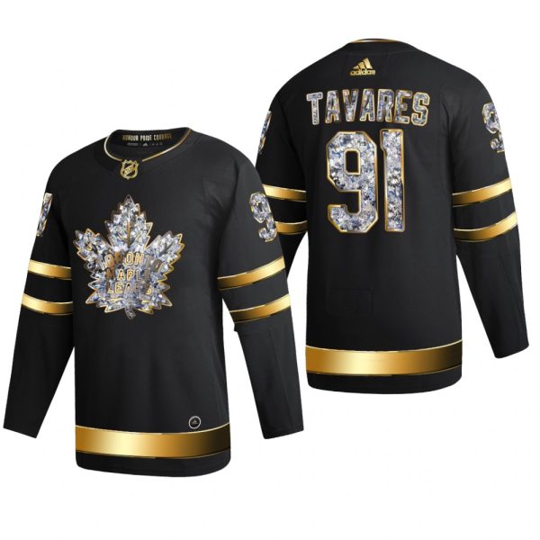 Men John Tavares #91 Toronto Maple Leafs 2022 Stanley Cup Playoffs Black Diamond Edition Jersey