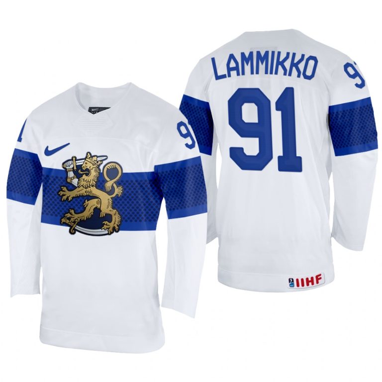 Men Juho Lammikko Finland Hockey White Home Jersey 2022 IIHF World Championship