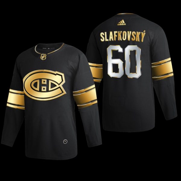 Men Juraj Slafkovsky #60 Montreal Canadiens Golden Edition Black 2022 NHL Draft Jersey