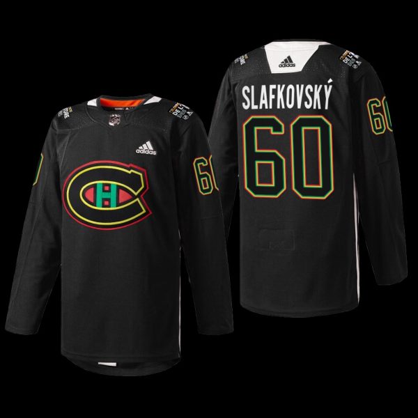 Men Juraj Slafkovsky #60 Montreal Canadiens Hispanic Heritage Black 2022 NHL Draft Jersey