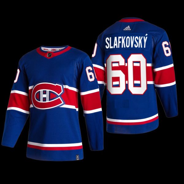Men Juraj Slafkovsky #60 Montreal Canadiens Reverse Retro Navy 2022 NHL Draft Jersey