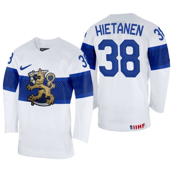 Men Juuso Hietanen Finland Hockey White Home Jersey 2022 IIHF World Championship