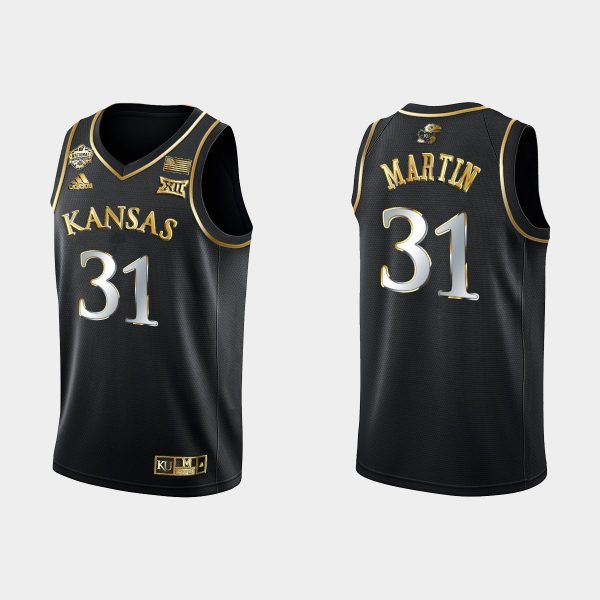 Men Kansas Jayhawks Cam Martin #31 2022 National Champions Black Jersey