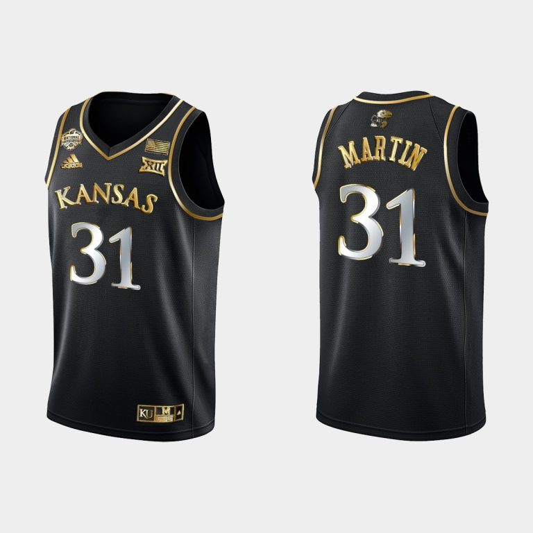 Men Kansas Jayhawks Cam Martin #31 2022 National Champions Black Jersey