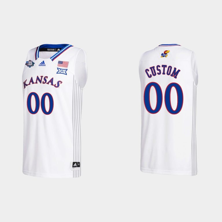 Men Kansas Jayhawks Custom #00 2022 NCAA Final Four White Jersey