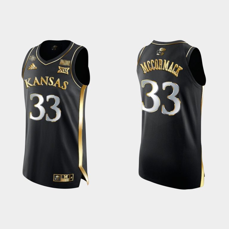 Men Kansas Jayhawks David McCormack #33 Black 2022 NCAA Final Four Golden Edition Jersey