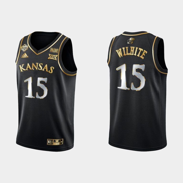 Men Kansas Jayhawks Dillon Wilhite #15 2022 National Champions Black Jersey