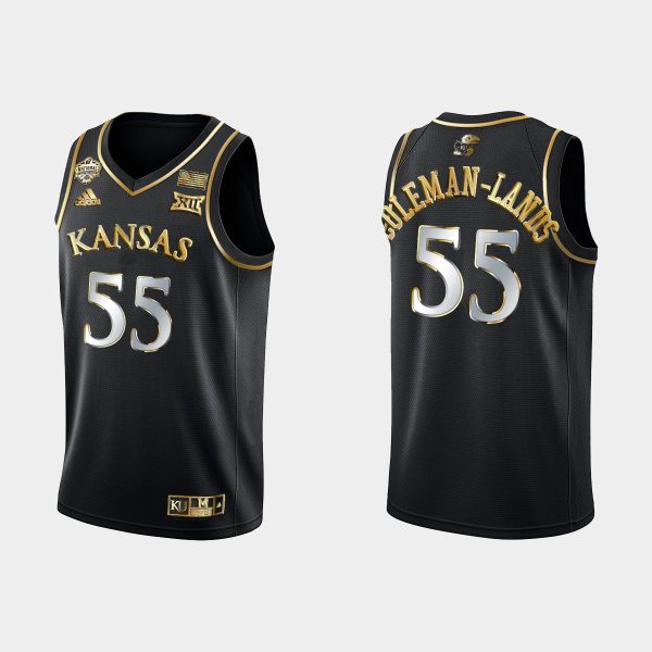 Men Kansas Jayhawks Jalen Coleman-Lands #55 2022 National Champions Black Jersey