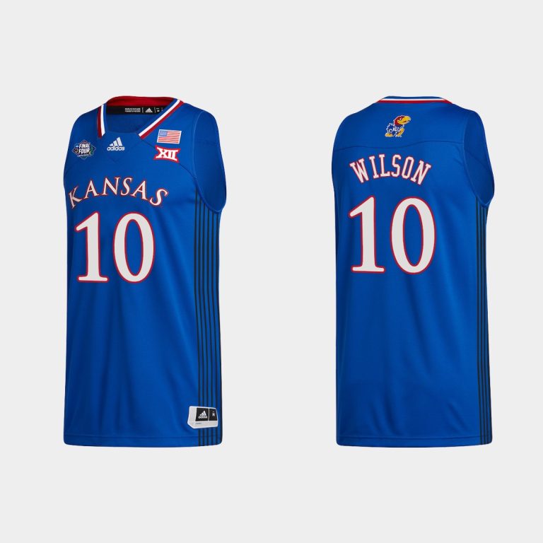 Men Kansas Jayhawks Jalen Wilson #10 2022 NCAA Final Four Royal Jersey