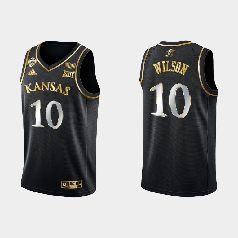 Men Kansas Jayhawks Jalen Wilson #10 2022 National Champions Black Jersey