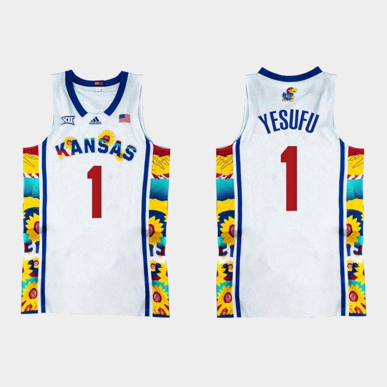 Men Kansas Jayhawks Joseph Yesufu #1 Sunflower Showdown White Jersey