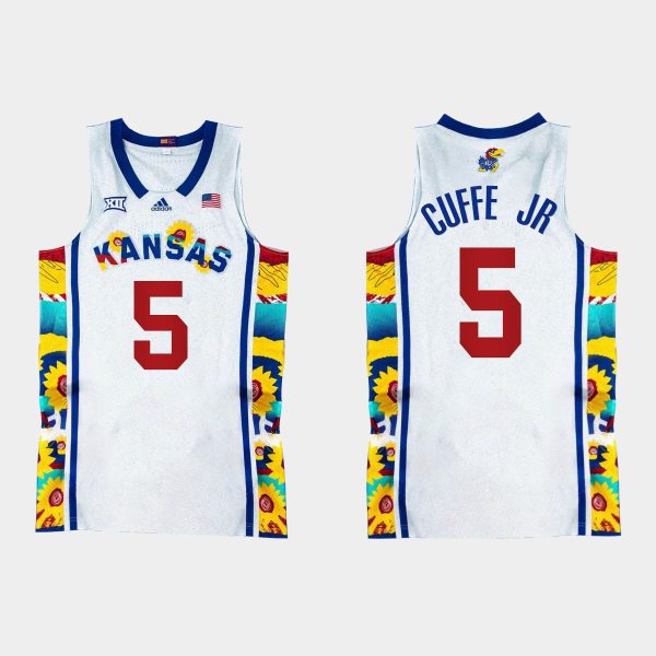 Men Kansas Jayhawks Kyle Cuffe Jr. #5 Sunflower Showdown White Jersey